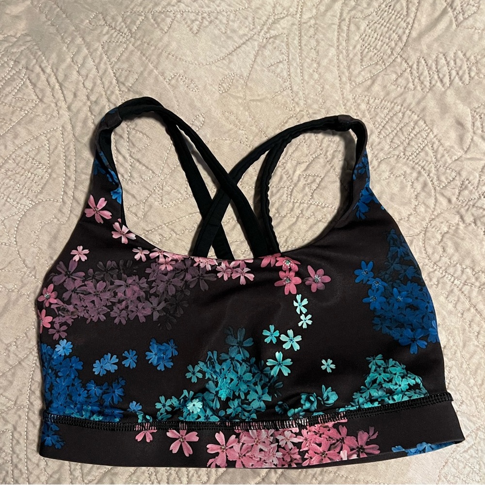 Lululemon Energy Bra/Black with floral design
